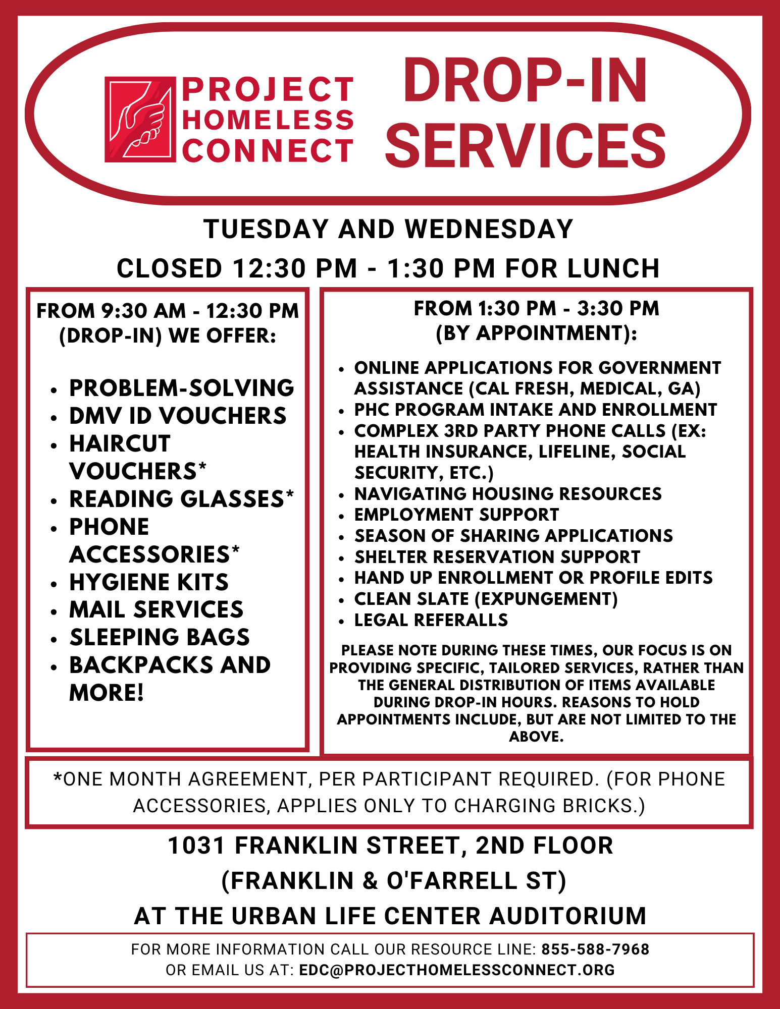 Scheduled Appointments Project Homeless Connect